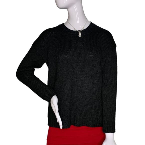 Forever 21 Sweater Top Black Knitted Size Small Long Sleeve Round Neckline - Picture 1 of 7